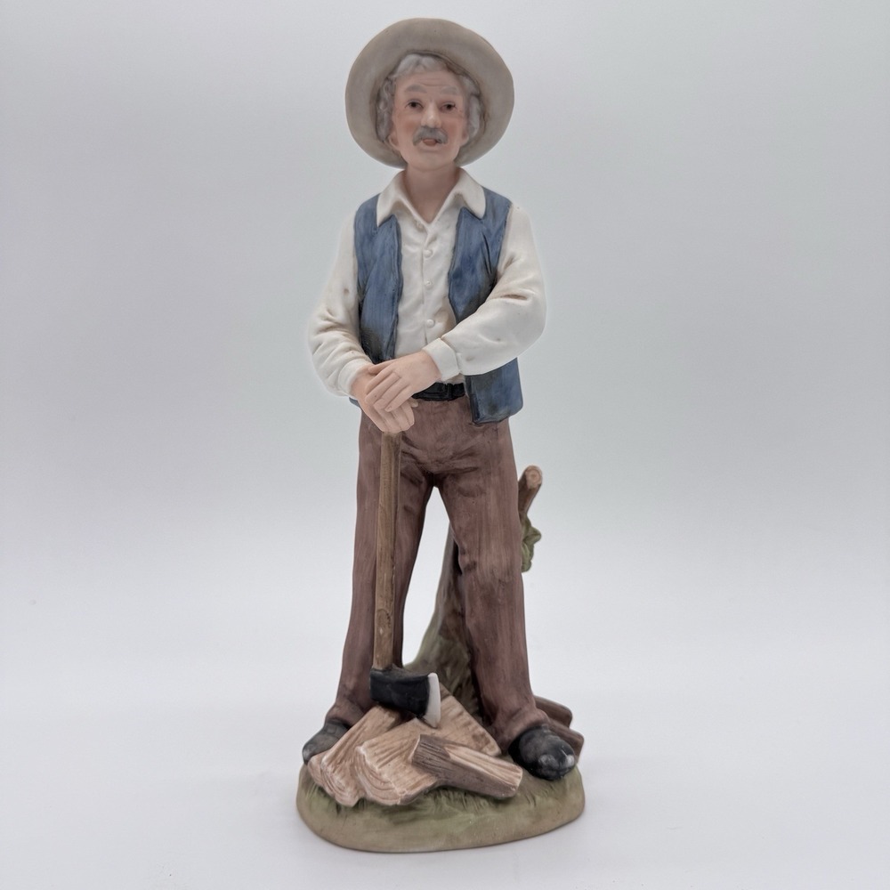 HOMCO 8829 Woodcutter Figurine | Vintage Lumberjack Man with Axe | Home Interior